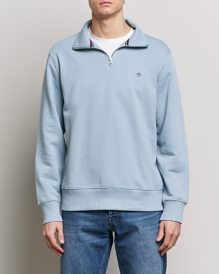 Heren | Kleding | GANT | Original Shield Half Zip Sweater Dove Blue