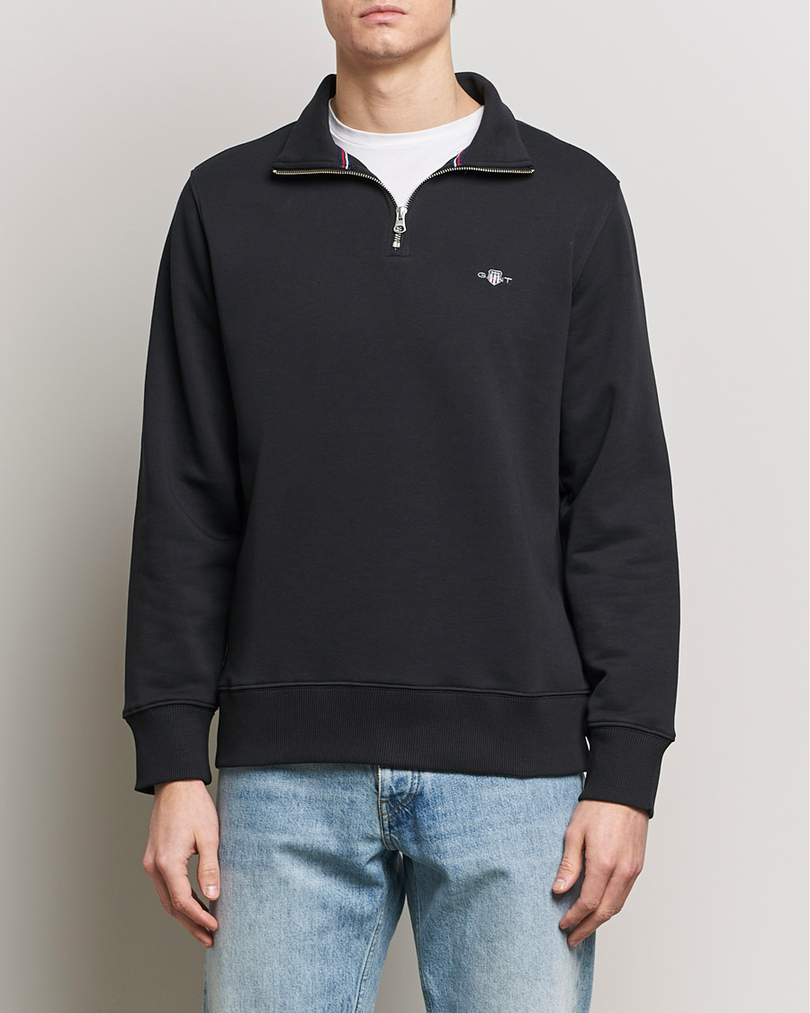 Heren |  | GANT | Original Shield Half Zip Sweater Black