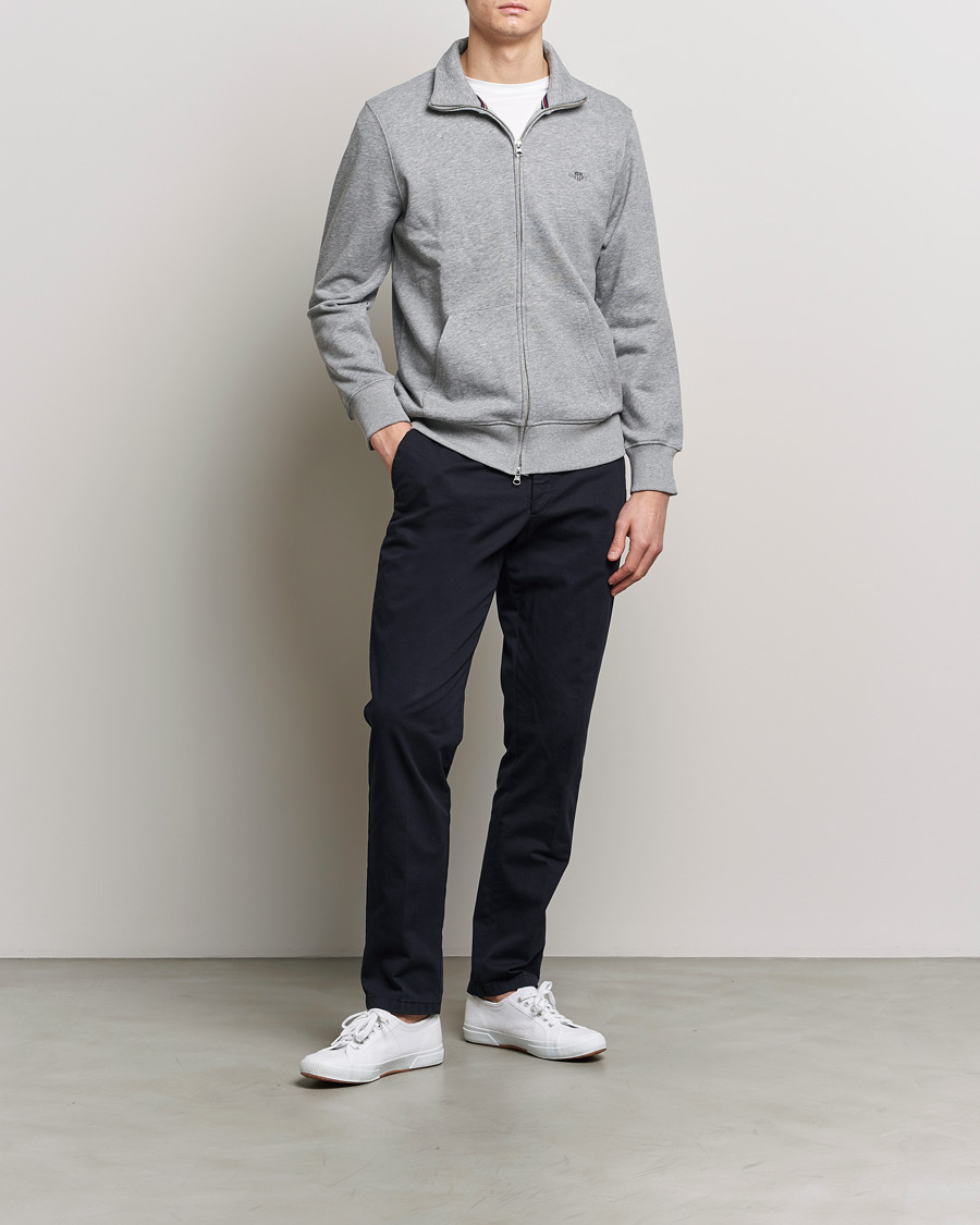 Heren | Truien | GANT | Original Full Zip Grey Melange