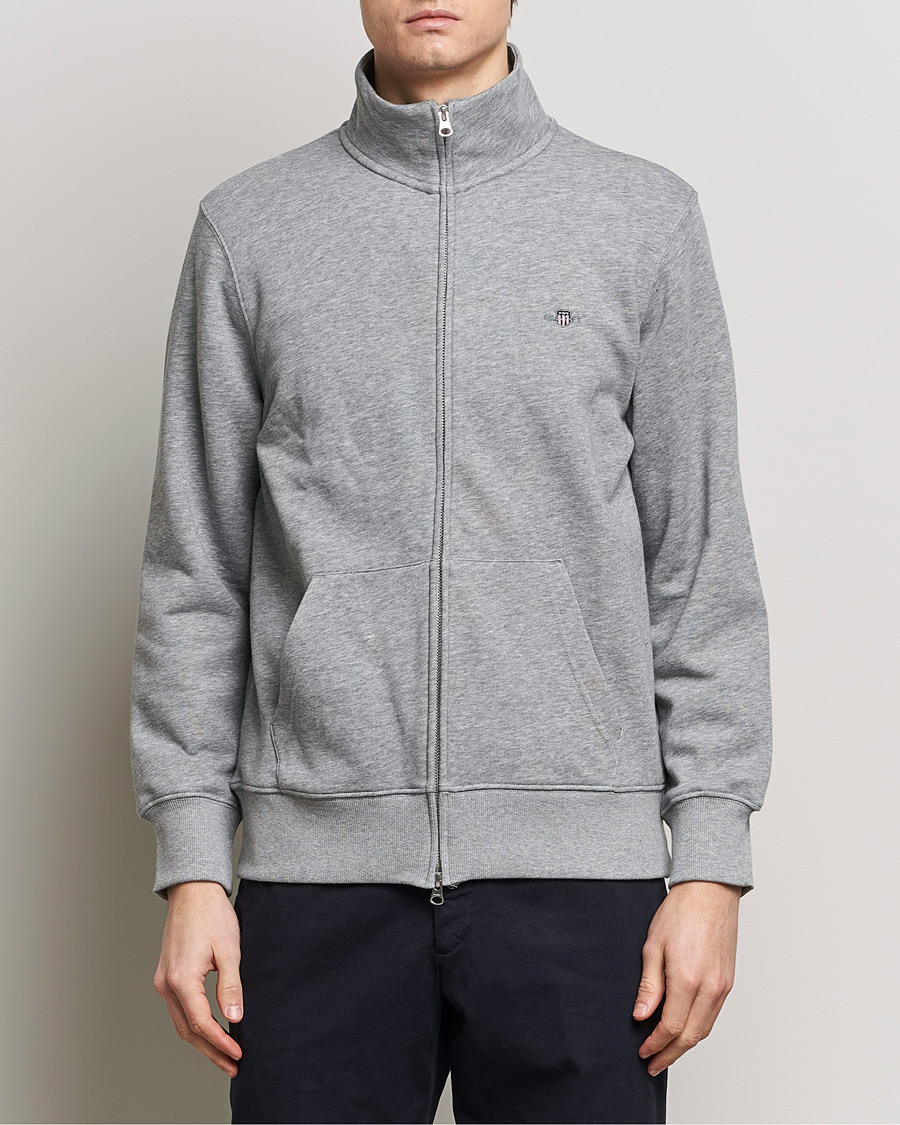 Heren | Truien | GANT | Original Full Zip Grey Melange