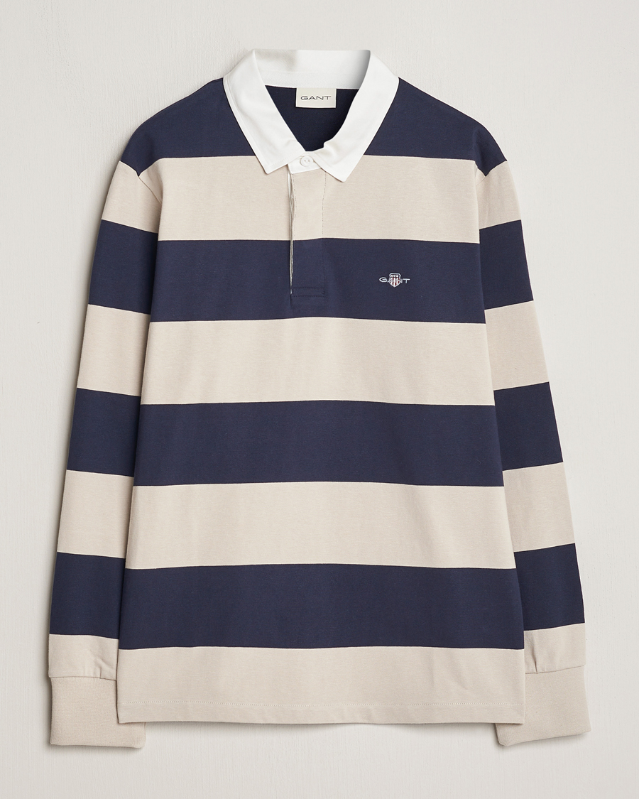 Heren | Truien | GANT | Barstriped Rugger Silky Beige/Navy