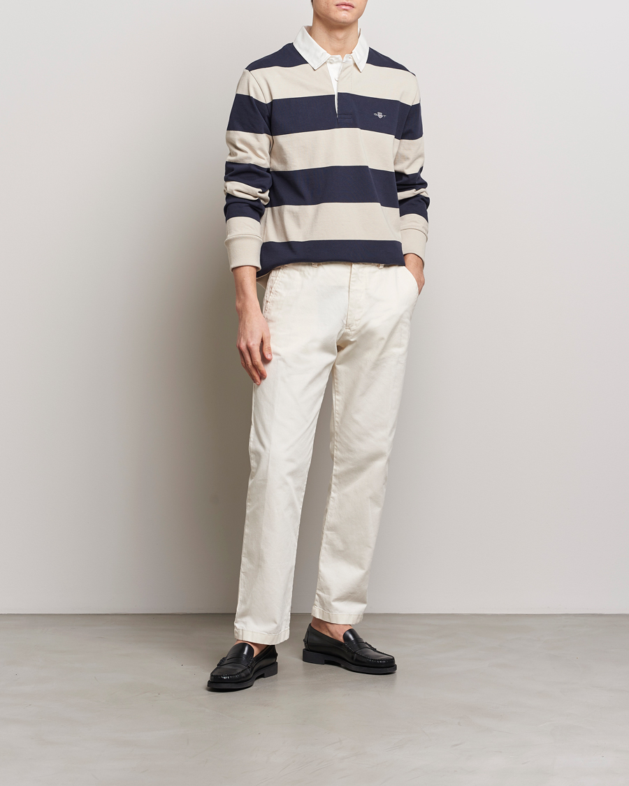 Heren | Truien | GANT | Barstriped Rugger Silky Beige/Navy