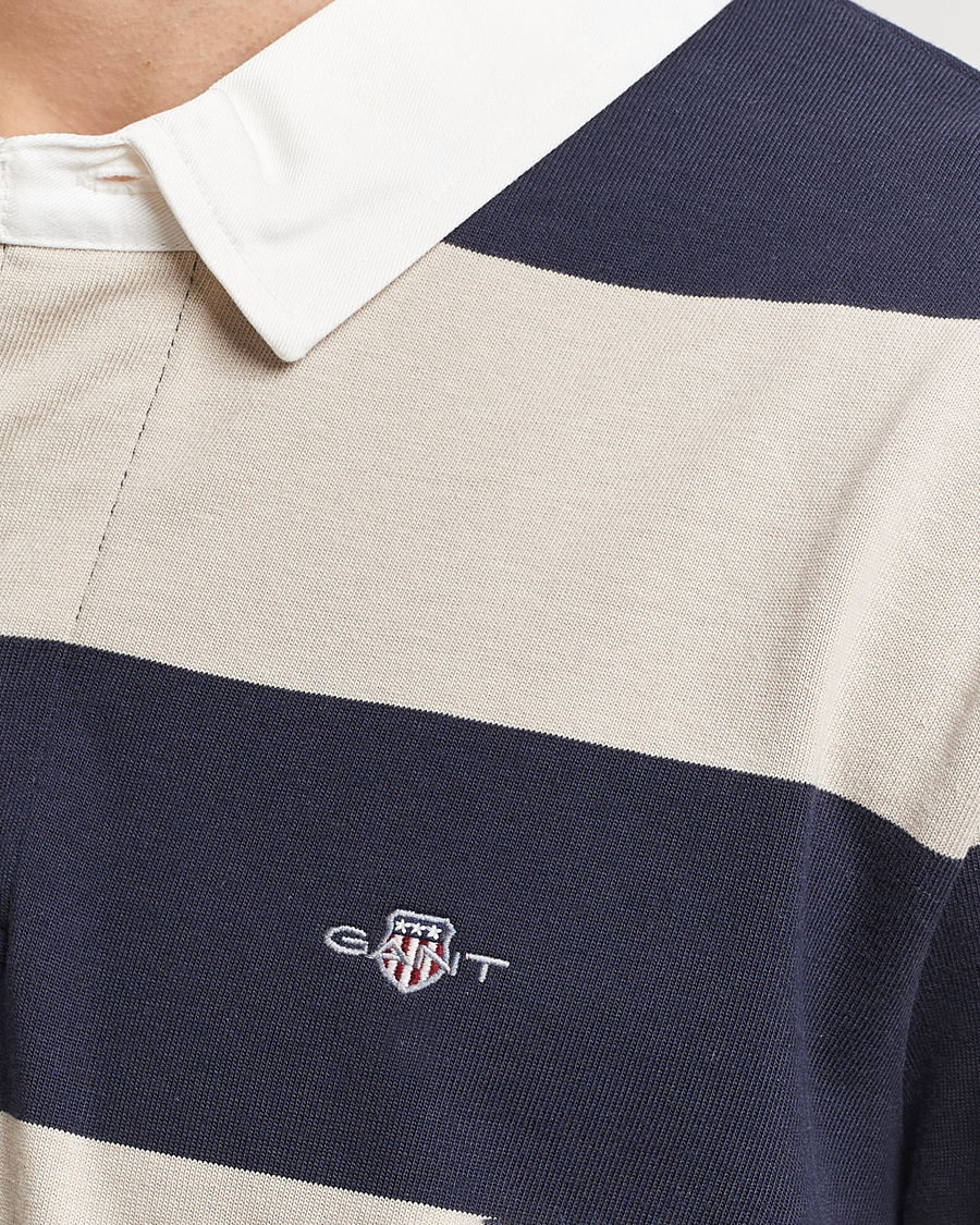 Heren | Truien | GANT | Barstriped Rugger Silky Beige/Navy