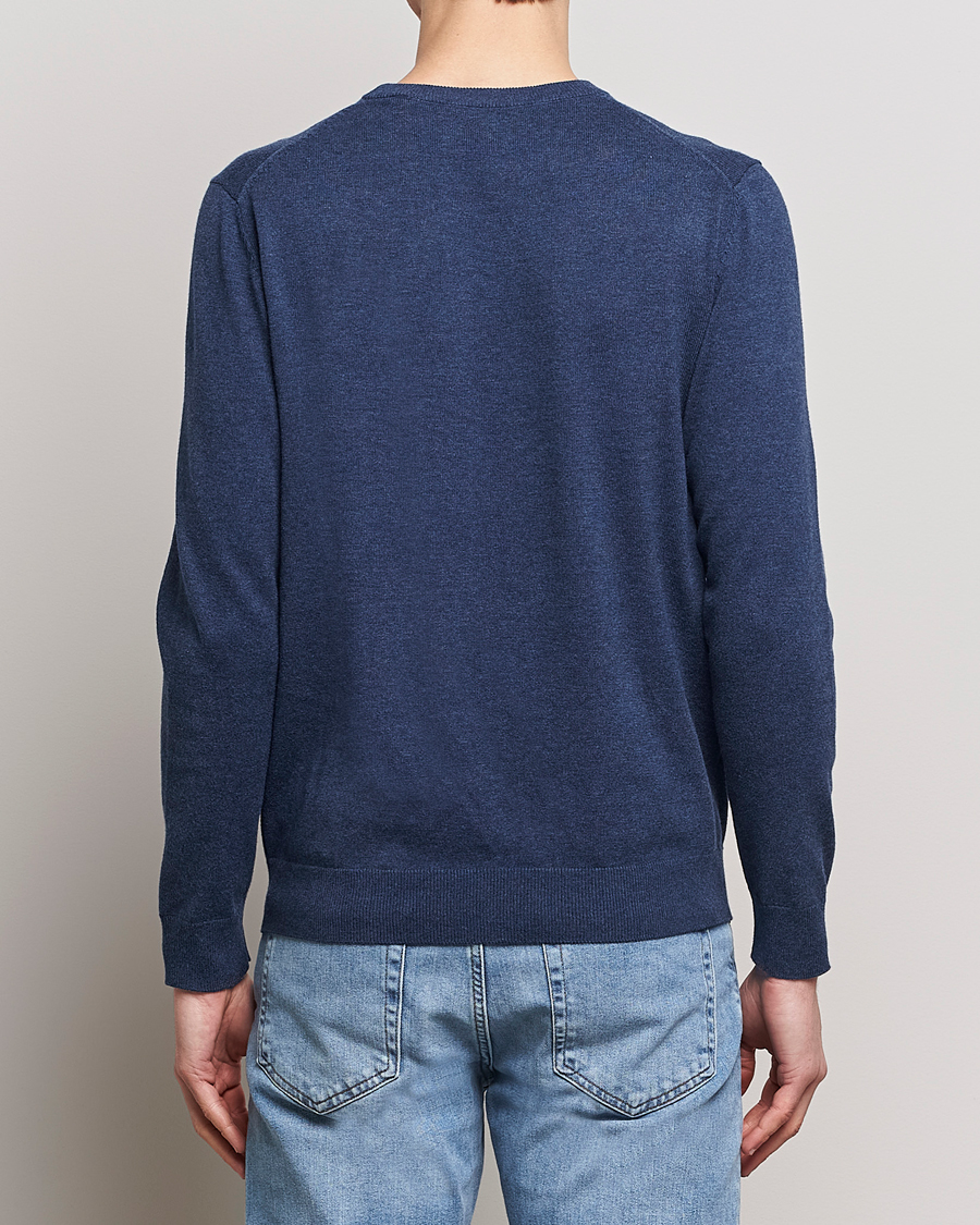 Heren | Truien | GANT | Classic Cotton Crew Neck Dark Jeans Blue Melange