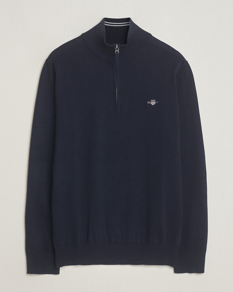 Heren | Truien | GANT | Classic Cotton Half Zip Evening Blue