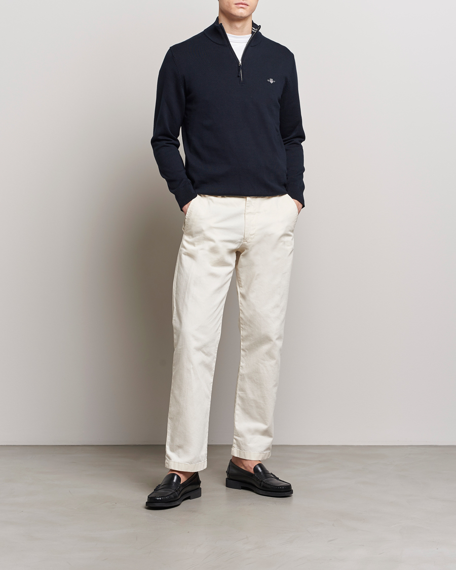 Heren | Truien | GANT | Classic Cotton Half Zip Evening Blue