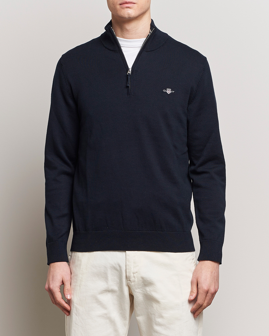 Heren | Truien | GANT | Classic Cotton Half Zip Evening Blue