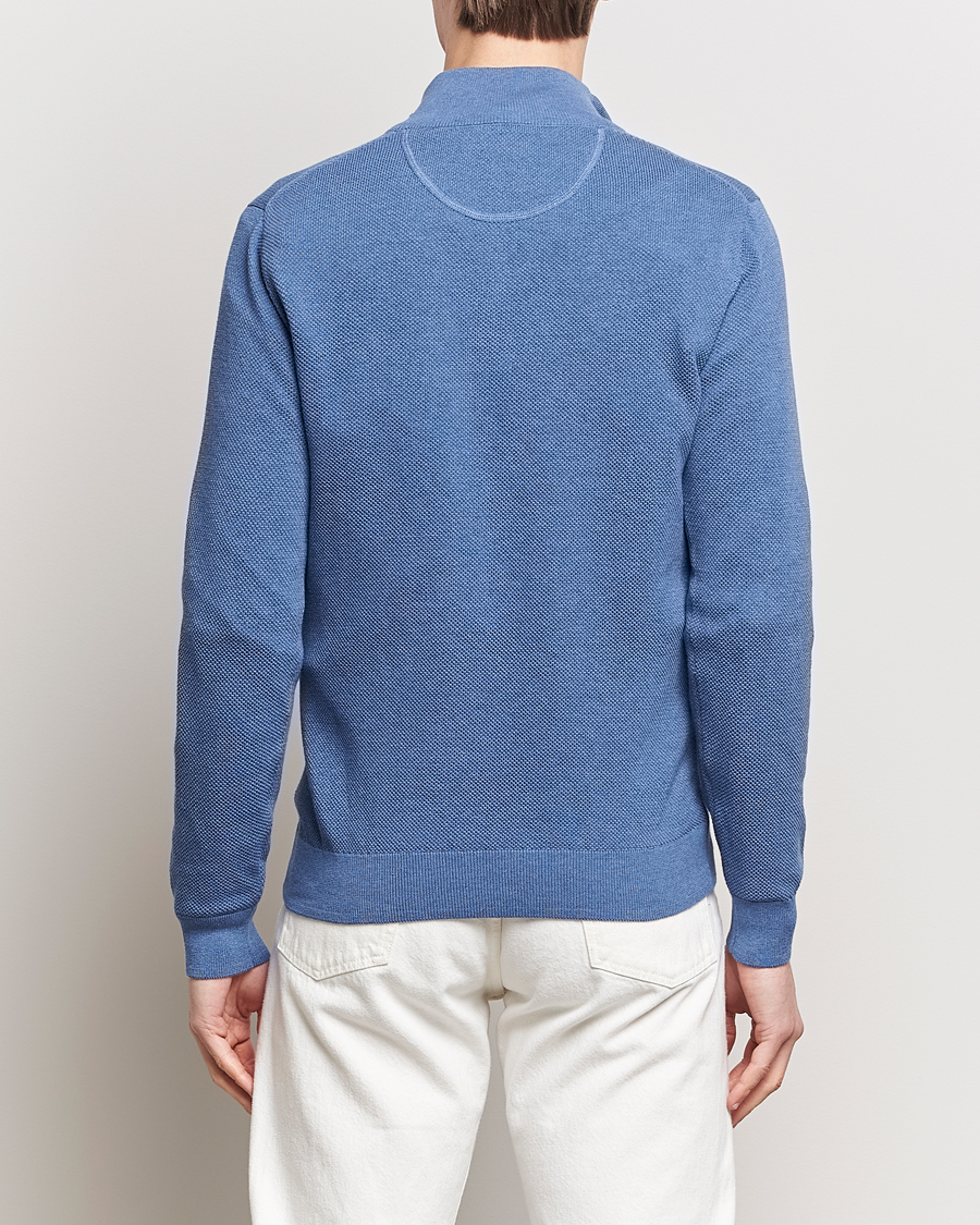 Heren | Truien | GANT | Cotton Pique Half-Zip Sweater Denim Blue Melange