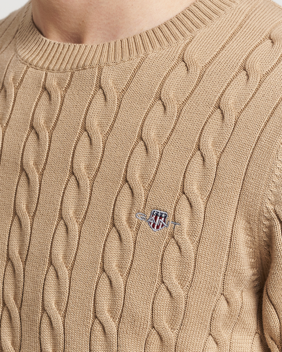Heren | Truien | GANT | Cotton Cable Crew Neck Pullover Dark Khaki