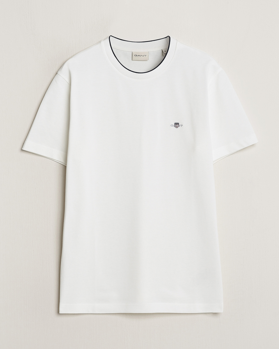 Heren | T-shirts | GANT | Pique Crew Neck T-Shirt Eggshell