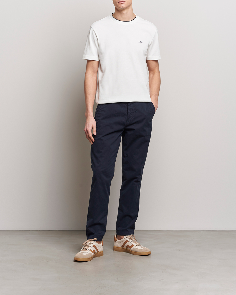 Heren | T-shirts | GANT | Pique Crew Neck T-Shirt Eggshell