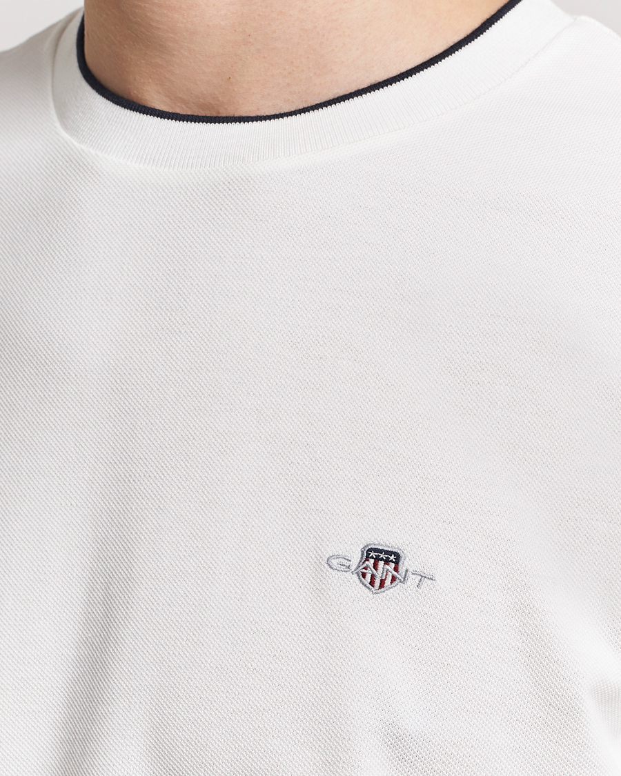 Heren | T-shirts | GANT | Pique Crew Neck T-Shirt Eggshell