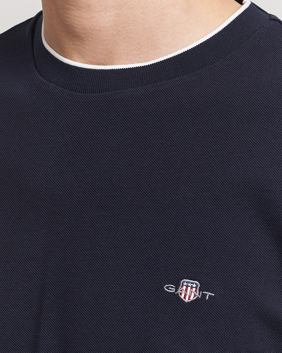 Heren | T-shirts | GANT | Pique Crew Neck T-Shirt Evening Blue