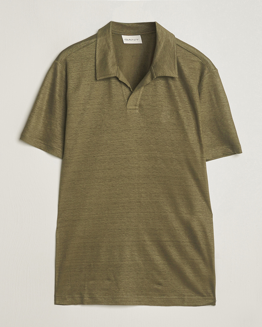 Heren | Polo's | GANT | Linen Polo Juniper Green