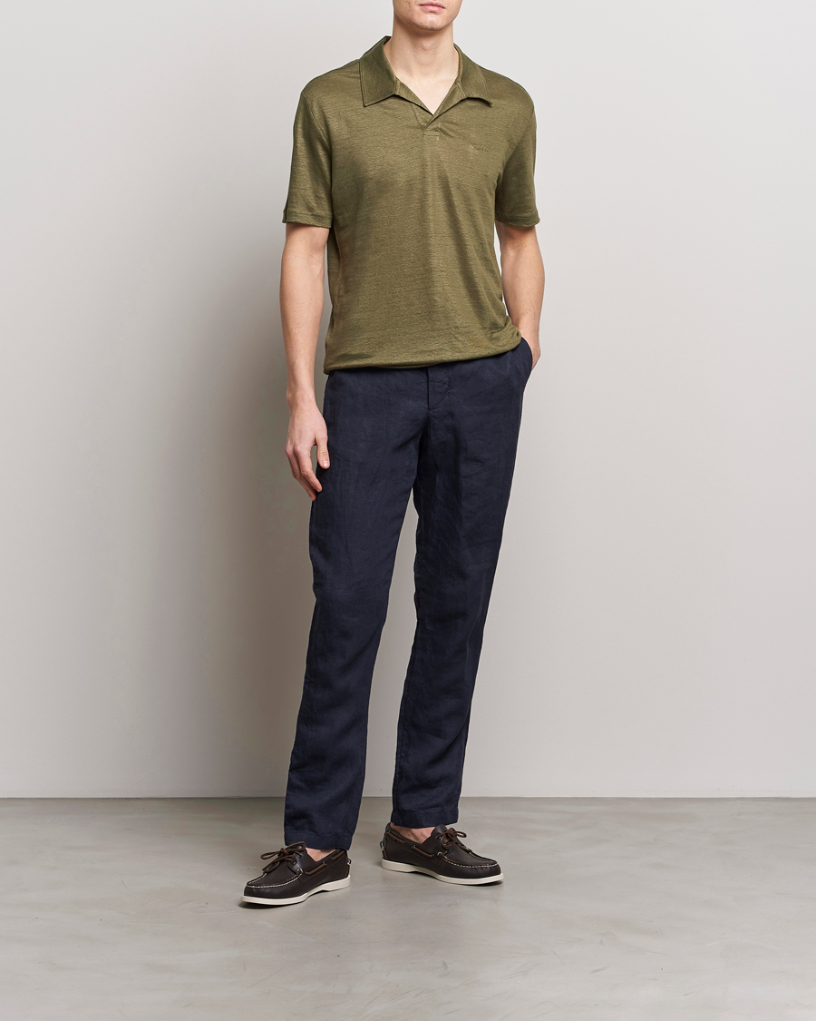 Heren | Polo's | GANT | Linen Polo Juniper Green