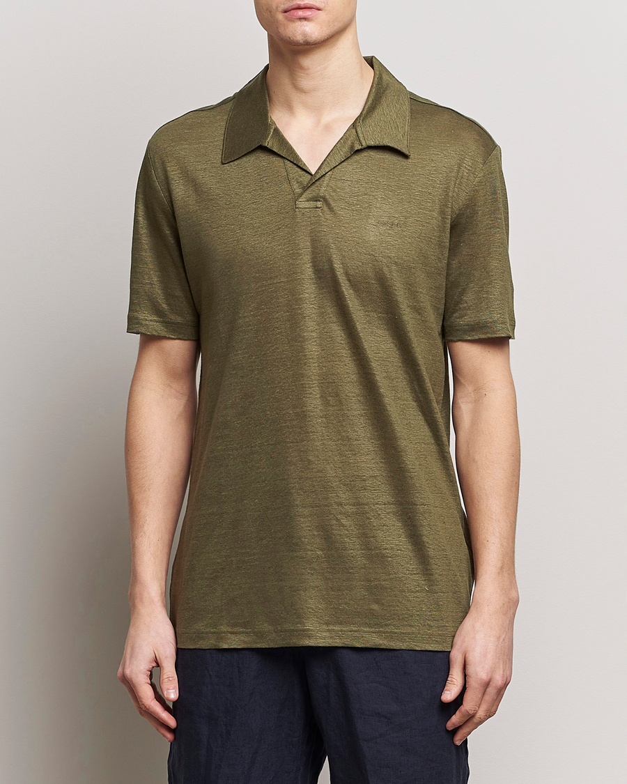 Heren | Poloshirts met korte mouwen | GANT | Linen Polo Juniper Green