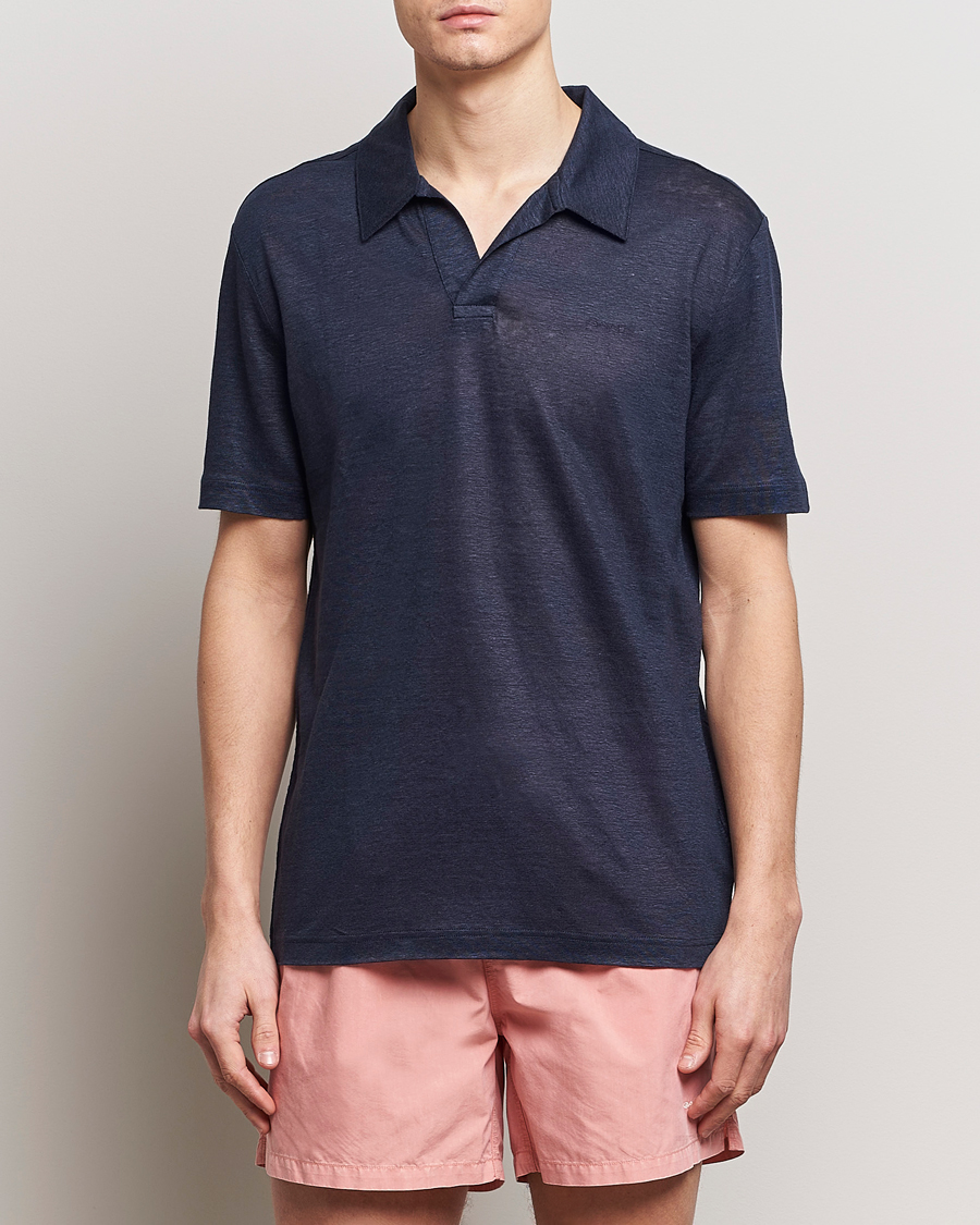 Heren | Poloshirts met korte mouwen | GANT | Linen Polo Evening Blue