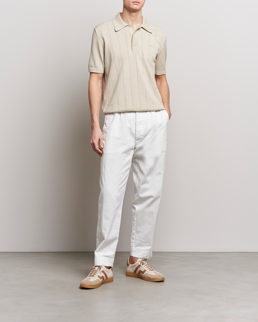 Heren | Polo's | GANT | Pointelle Structured Knitted Polo Silky Beige