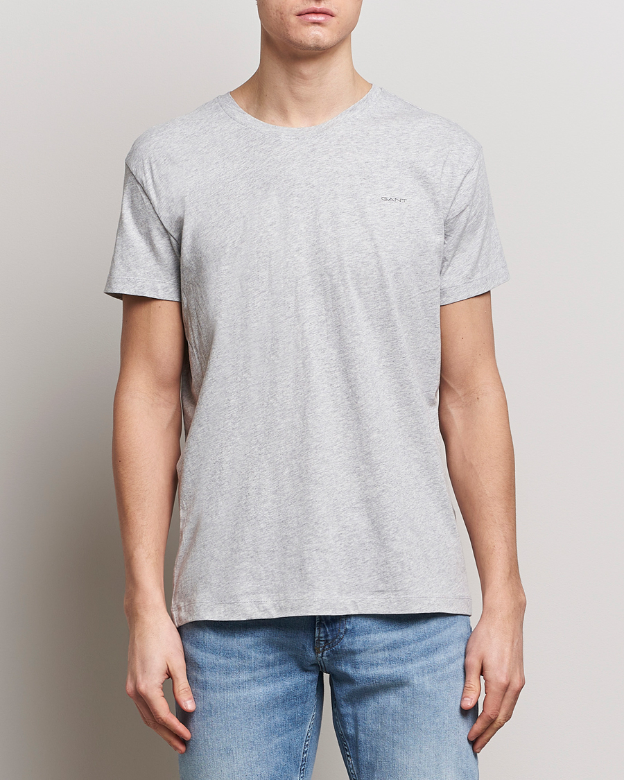 Heren | T-shirts | GANT | 2-Pack Crew Neck T-Shirt Light Grey/Navy