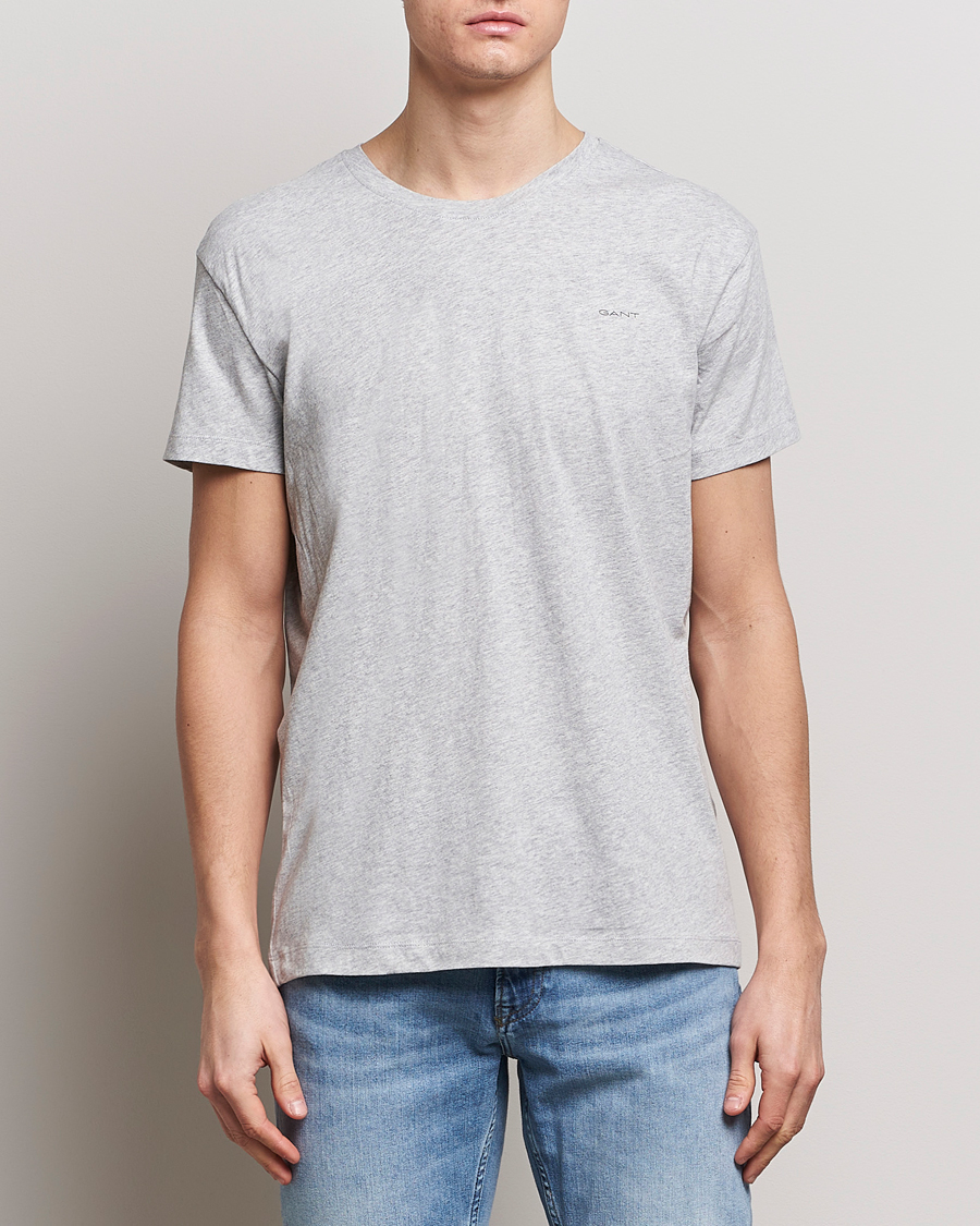 Men | GANT | GANT | 2-Pack Crew Neck T-Shirt Light Grey/Navy