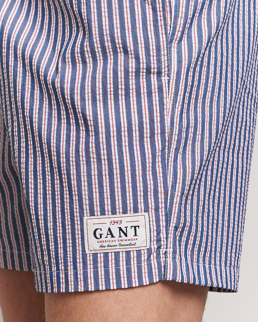 Heren | Zwembroek | GANT | Striped Seersucker Swimshorts Deep Blue