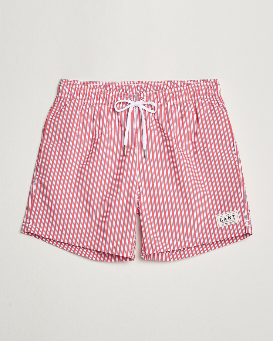 Heren | Zwembroek | GANT | Striped Seersucker Swimshorts Bright Red