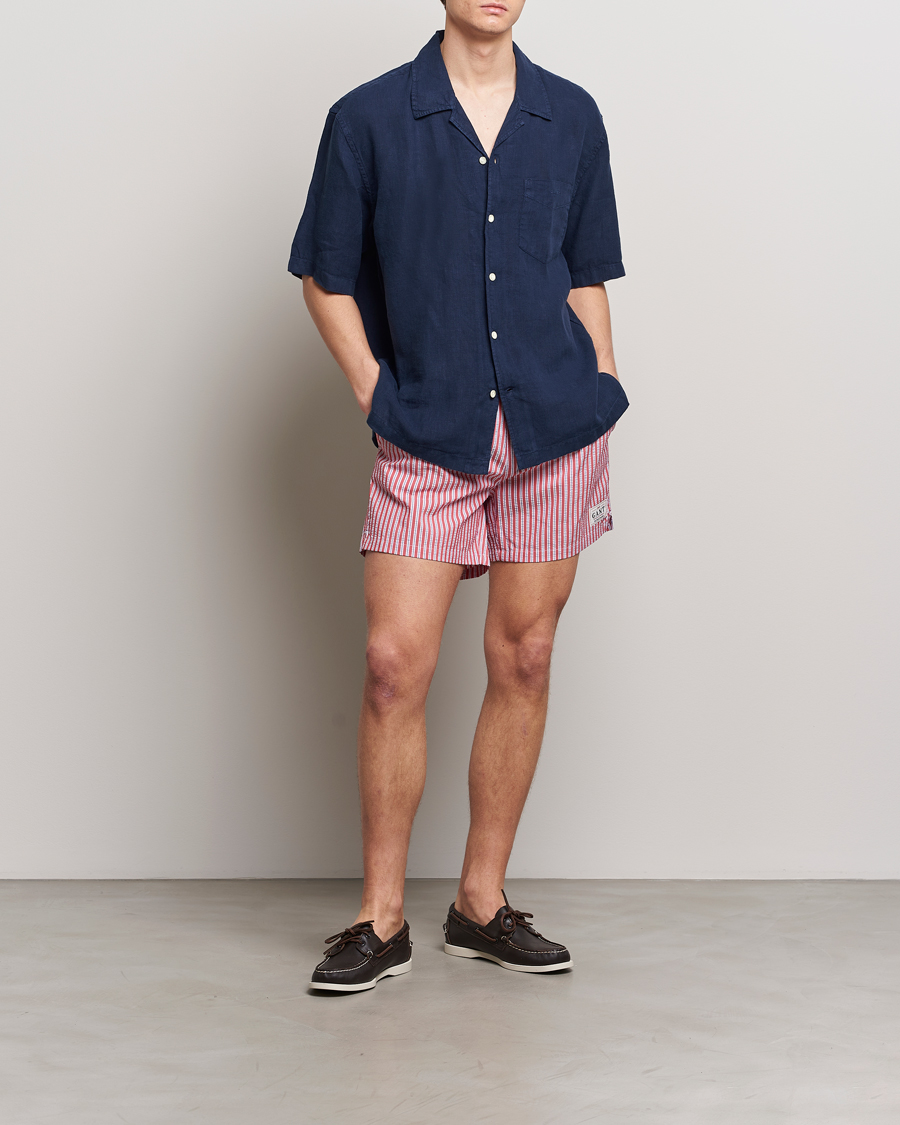 Heren | Zwembroek | GANT | Striped Seersucker Swimshorts Bright Red