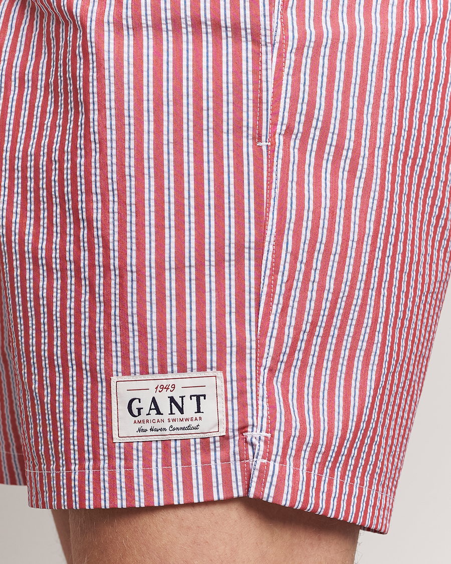 Heren | Zwembroek | GANT | Striped Seersucker Swimshorts Bright Red