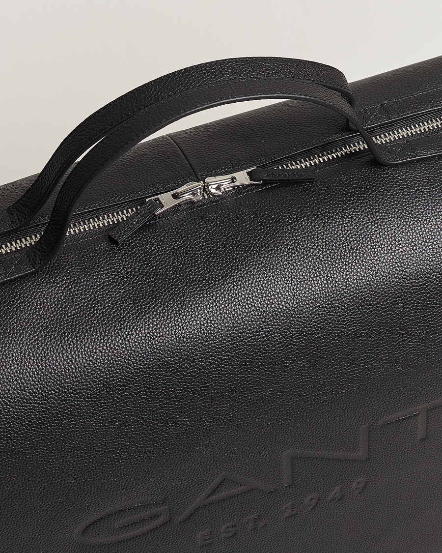 Heren | GANT Leather Weekendbag Black | GANT | Leather Weekendbag Black