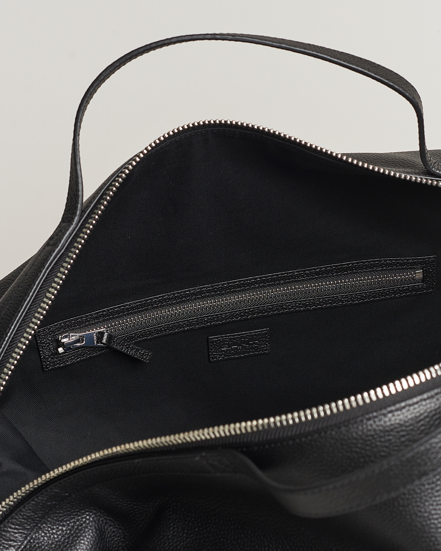 Heren | GANT Leather Weekendbag Black | GANT | Leather Weekendbag Black