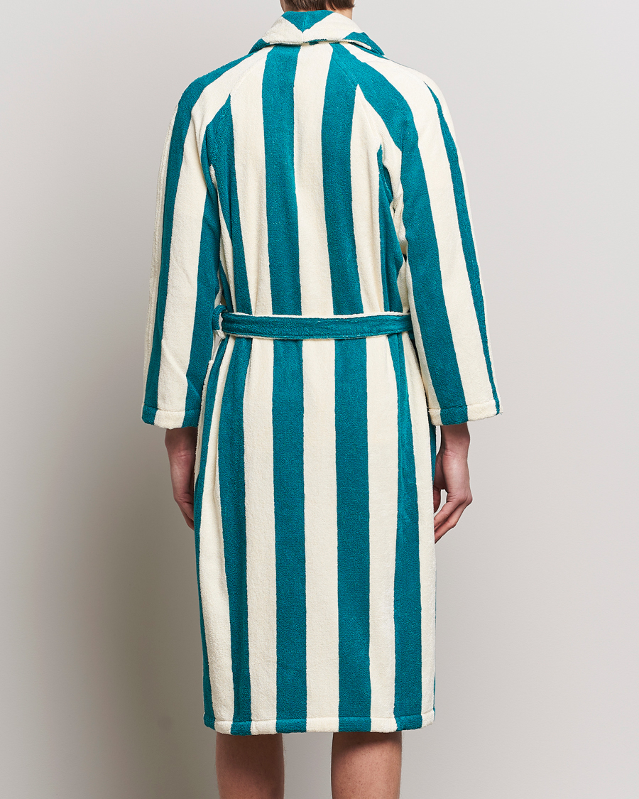 Heren | Pyjama's en gewaden | GANT | Striped Robe Ocean Turquoise/White