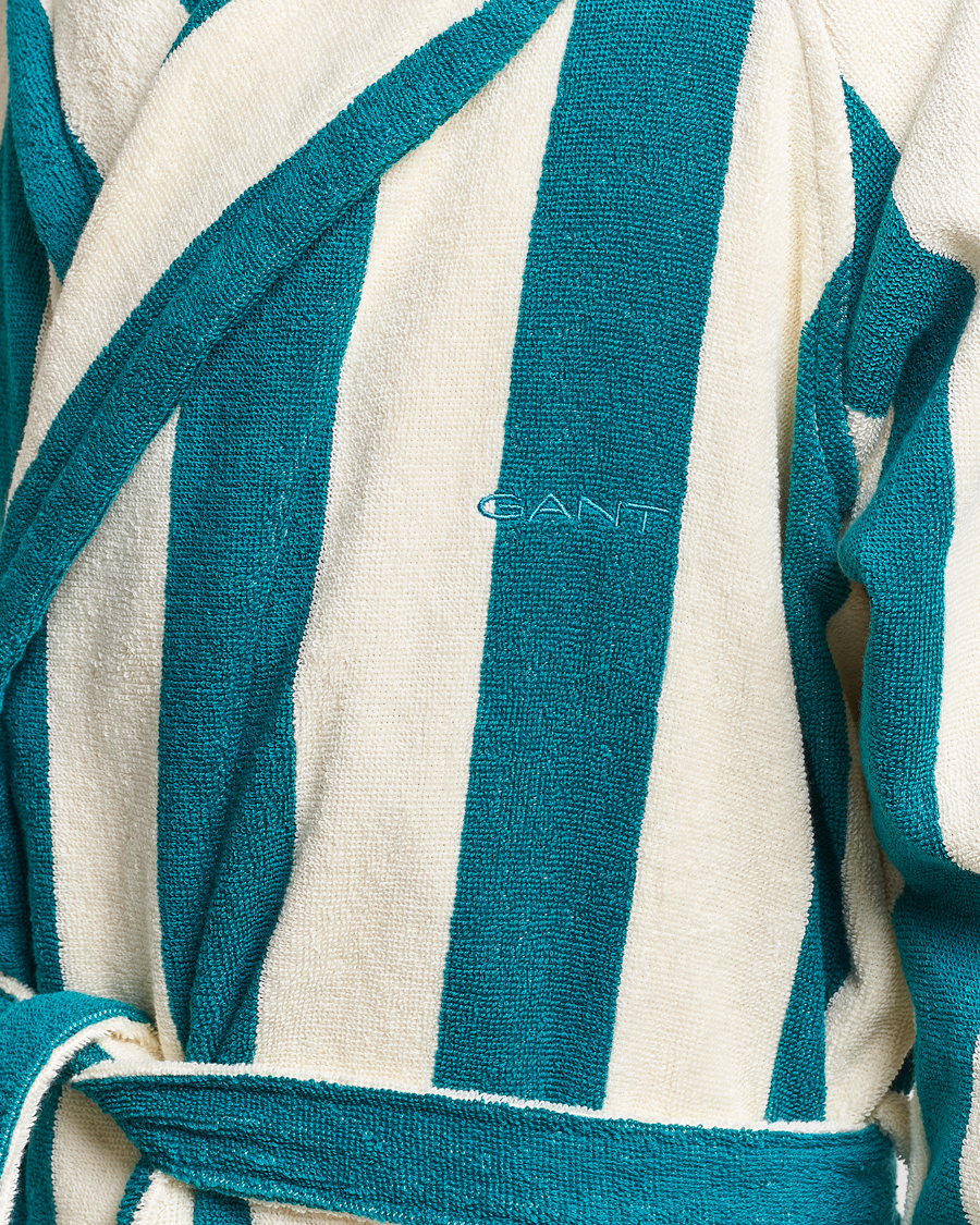 Heren | Pyjama's en gewaden | GANT | Striped Robe Ocean Turquoise/White