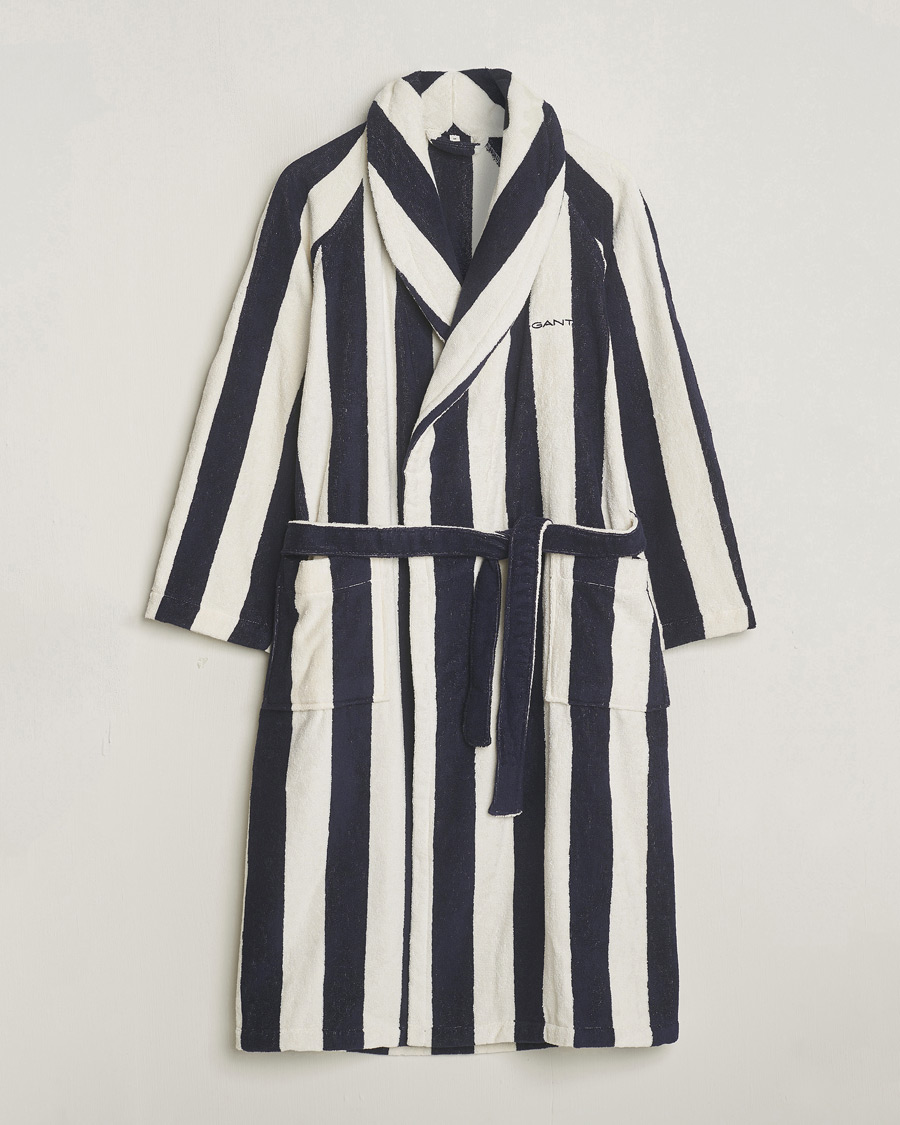 Heren | Pyjama's en gewaden | GANT | Striped Robe Evening Blue/White