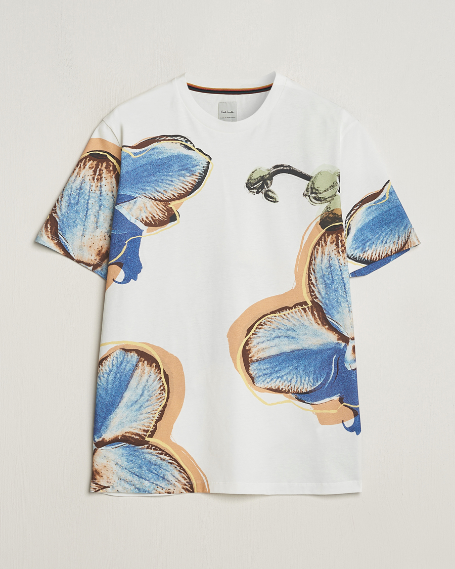 Heren | T-shirts | Paul Smith | Organic Cotton Printed Orchid T-Shirt White