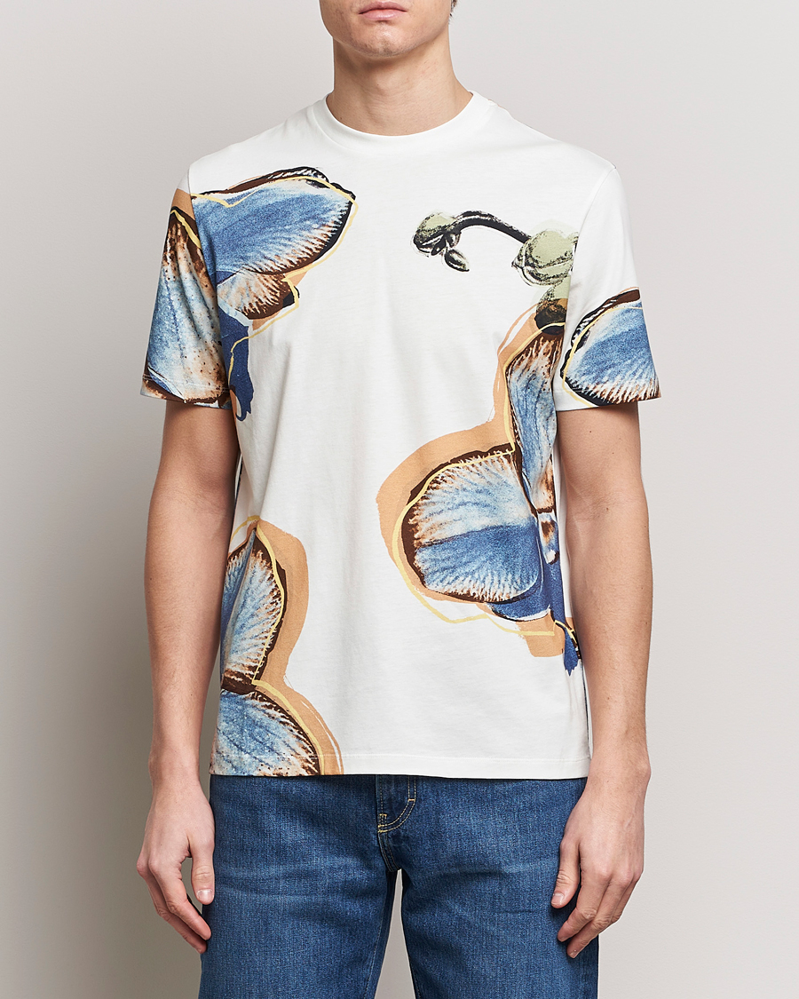 Heren | T-shirts met korte mouwen | Paul Smith | Organic Cotton Printed Orchid T-Shirt White