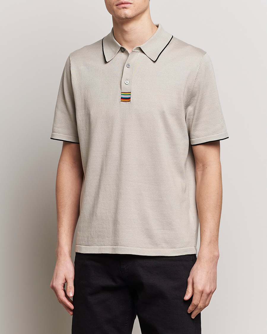 Heren |  | Paul Smith | Knitted Cotton Polo Greige