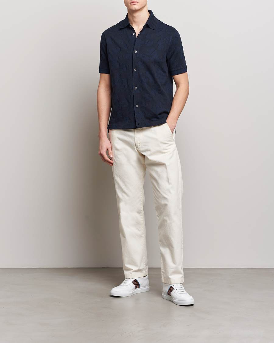 Heren | Overhemden | Paul Smith | Floral Jacquard Short Sleeve Shirt Navy