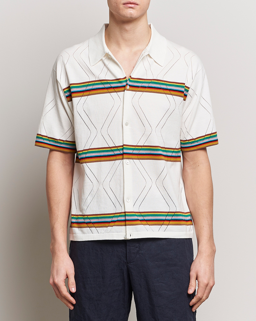 Heren | Casual | Paul Smith | Cotton Knitted Short Sleeve Shirt White