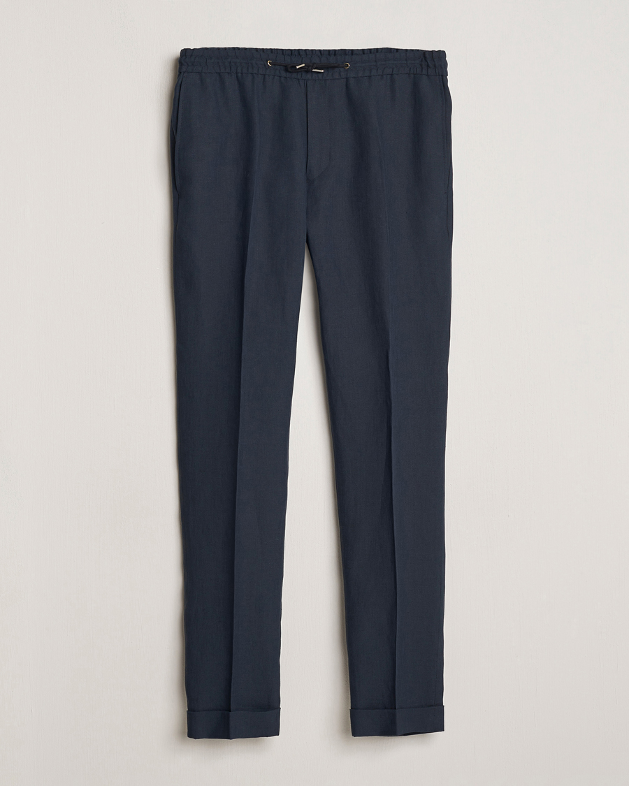 Heren | Broeken | Paul Smith | Linen Drawstring Trousers Navy