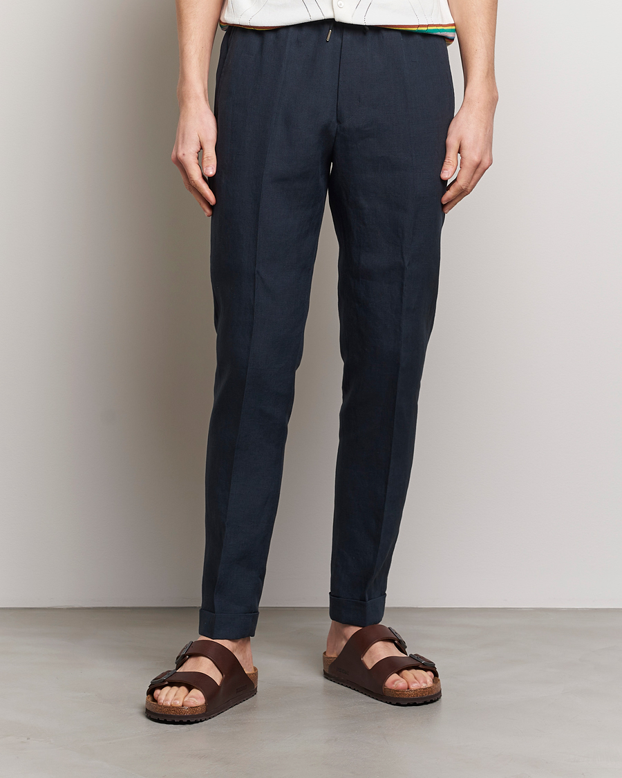 Heren | Broeken | Paul Smith | Linen Drawstring Trousers Navy