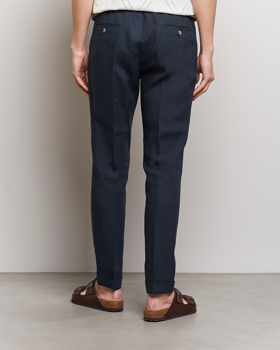 Heren | Broeken | Paul Smith | Linen Drawstring Trousers Navy
