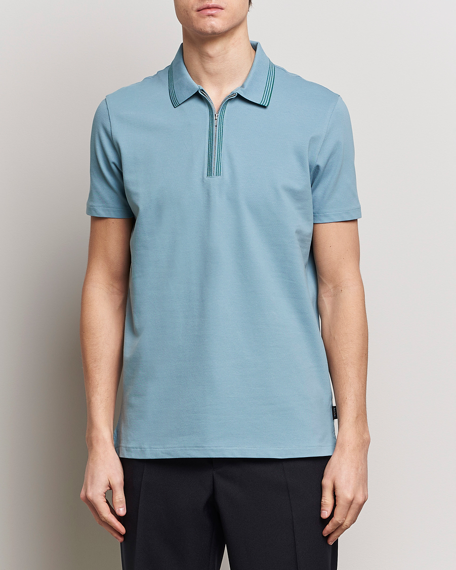 Heren | Poloshirts met korte mouwen | PS Paul Smith | Regular Fit Half Zip Polo Blue