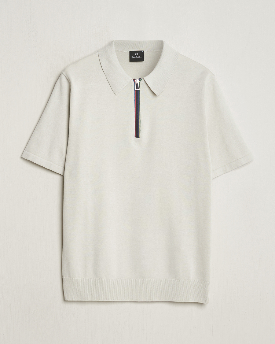 Heren | Polo's | PS Paul Smith | Striped Half Zip Polo Light Grey