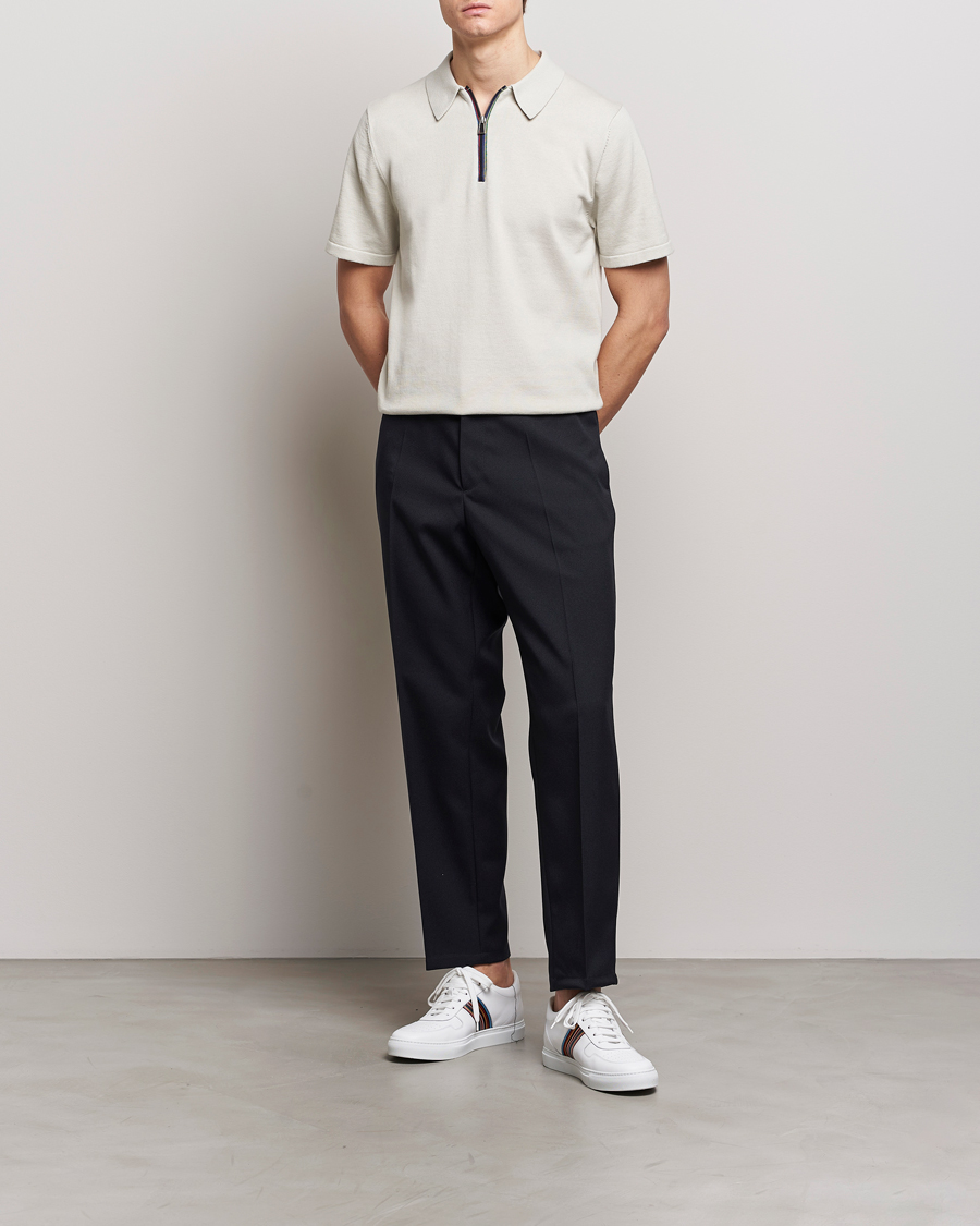 Heren | Polo's | PS Paul Smith | Striped Half Zip Polo Light Grey