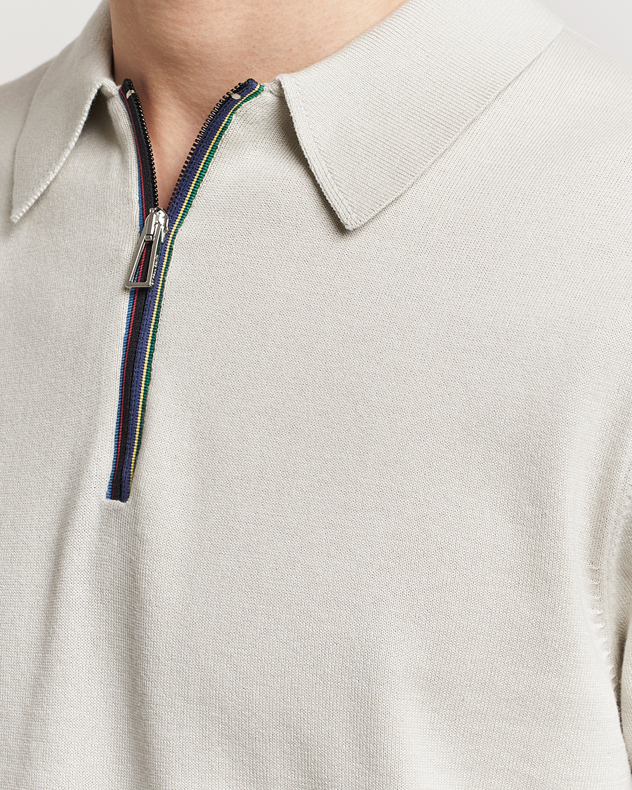 Heren | Polo's | PS Paul Smith | Striped Half Zip Polo Light Grey