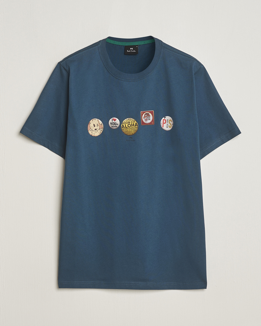 Heren | T-shirts | PS Paul Smith | Organic Cotton Badges Crew Neck T-Shirt Blue