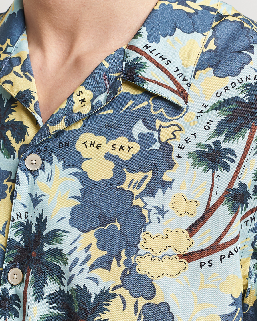 Heren | Overhemden | PS Paul Smith | Prined Flower Resort Short Sleeve Shirt Blue