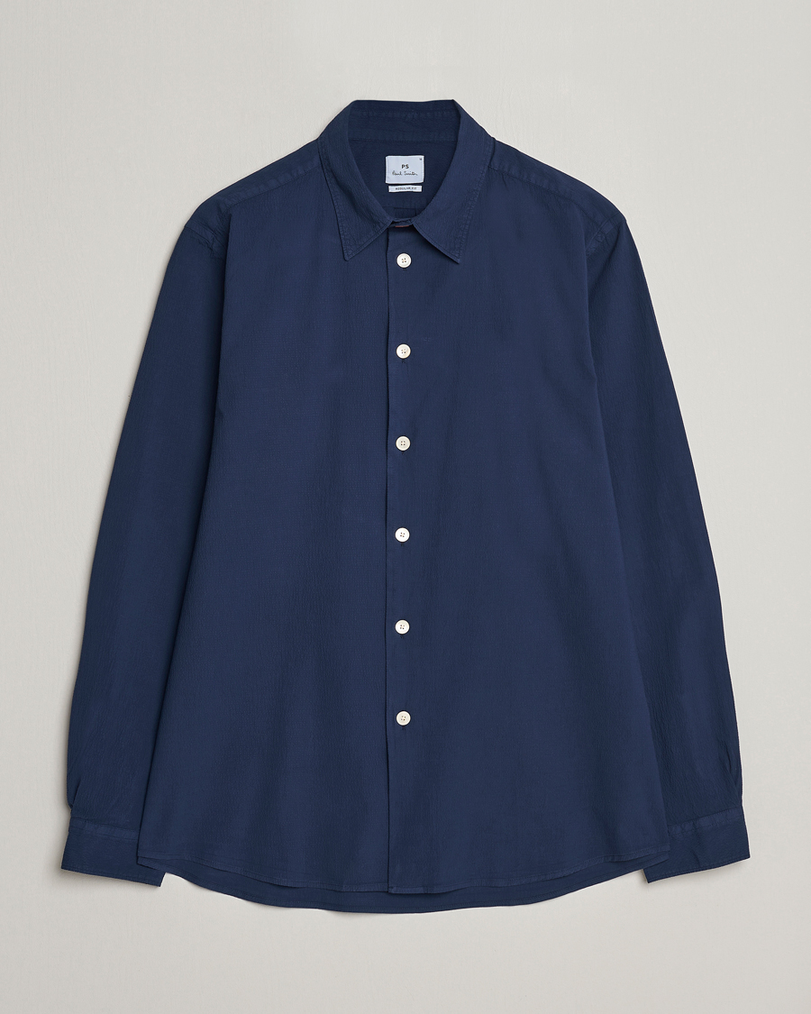 Heren | Overhemden | PS Paul Smith | Regular Fit Seersucker Shirt Navy