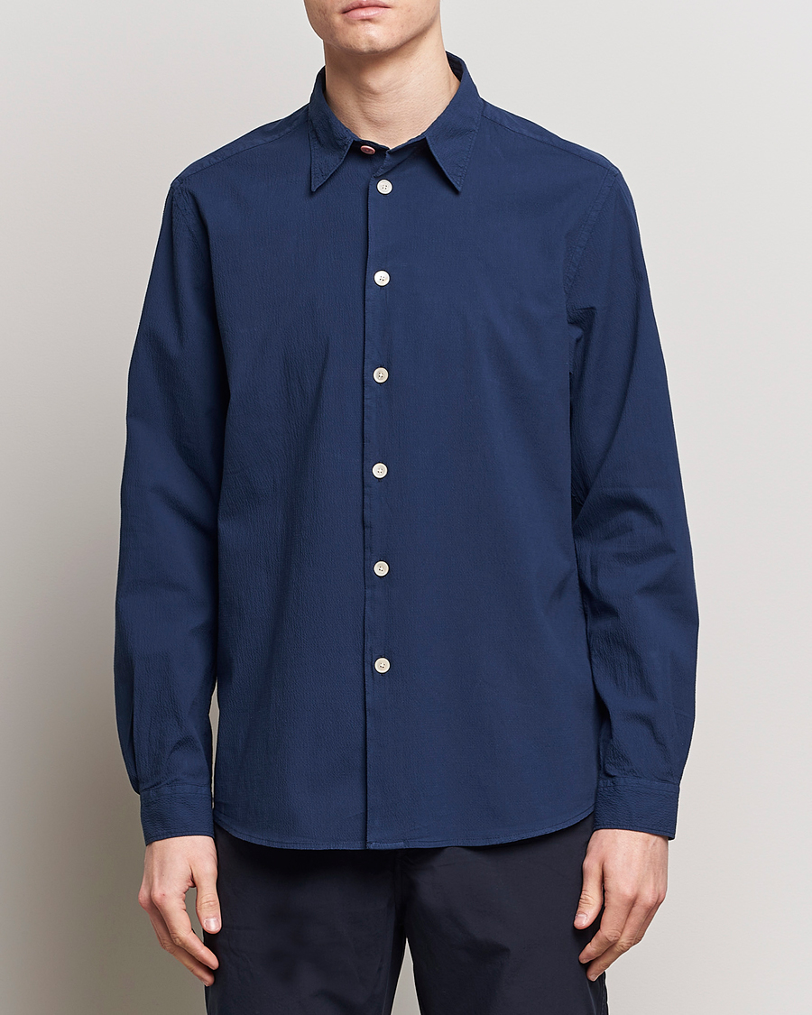Heren | Overhemden | PS Paul Smith | Regular Fit Seersucker Shirt Navy