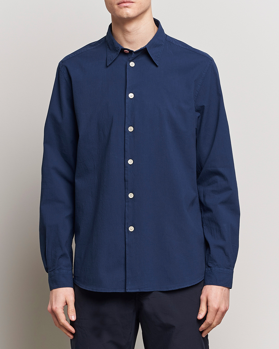 Heren |  | PS Paul Smith | Regular Fit Seersucker Shirt Navy